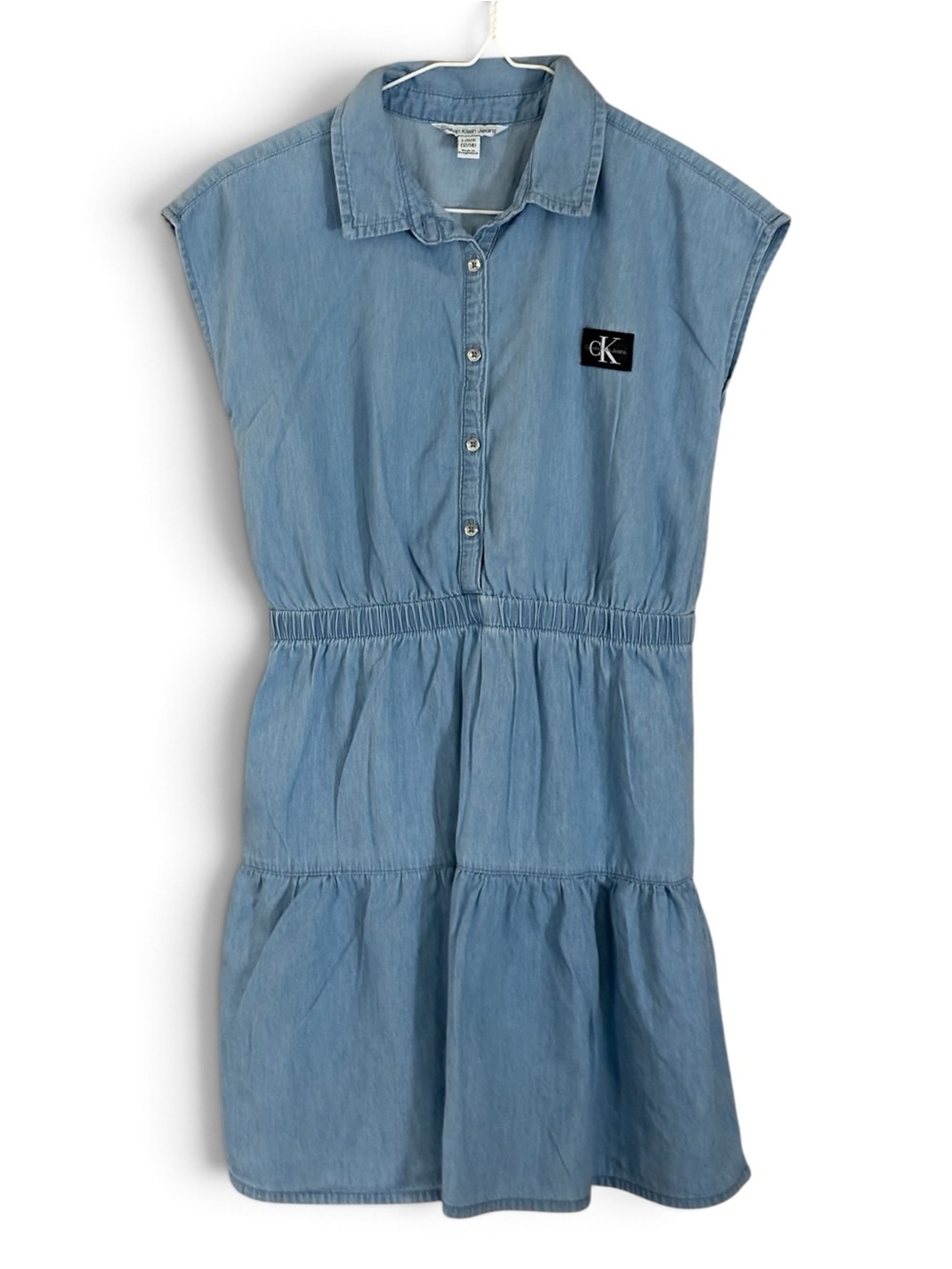 Calvin Klein Light Denim Blue Tiered Shirt Dress